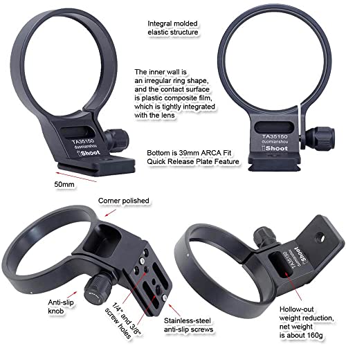 iShoot Metal Lens Collar Tripod Mount Ring Compatible with Tamron 35-150mm f/2-2.8 Di III VXD A058 E Mount, Lens Support Holder Bracket Bottom is Arca-Swiss Fit Quick Release Plate Dovetail Groove - Image 3