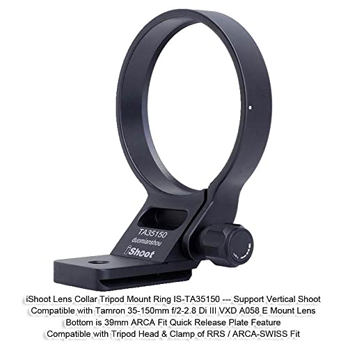 iShoot Metal Lens Collar Tripod Mount Ring Compatible with Tamron 35-150mm f/2-2.8 Di III VXD A058 E Mount, Lens Support Holder Bracket Bottom is Arca-Swiss Fit Quick Release Plate Dovetail Groove - Image 2