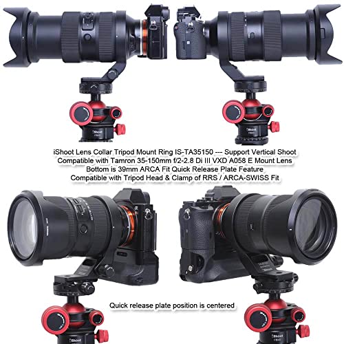 iShoot Metal Lens Collar Tripod Mount Ring Compatible with Tamron 35-150mm f/2-2.8 Di III VXD A058 E Mount, Lens Support Holder Bracket Bottom is Arca-Swiss Fit Quick Release Plate Dovetail Groove - Image 5