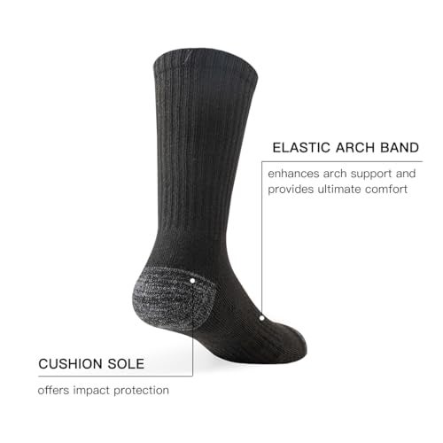 JOYNÉE 8 Pairs Mens Crew Cushion Socks Work Athletic Running Socks Casual Breathable Socks for Men,Black,Sock Size:13-15 - Image 2
