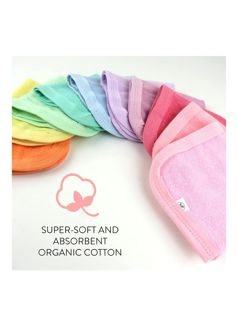HonestBaby - 10 Pack Organic Cotton Baby Terry Wash Cloths Rainbow Pinks One Size - Image 1