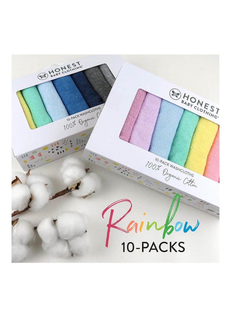 HonestBaby - 10 Pack Organic Cotton Baby Terry Wash Cloths Rainbow Pinks One Size - Image 1