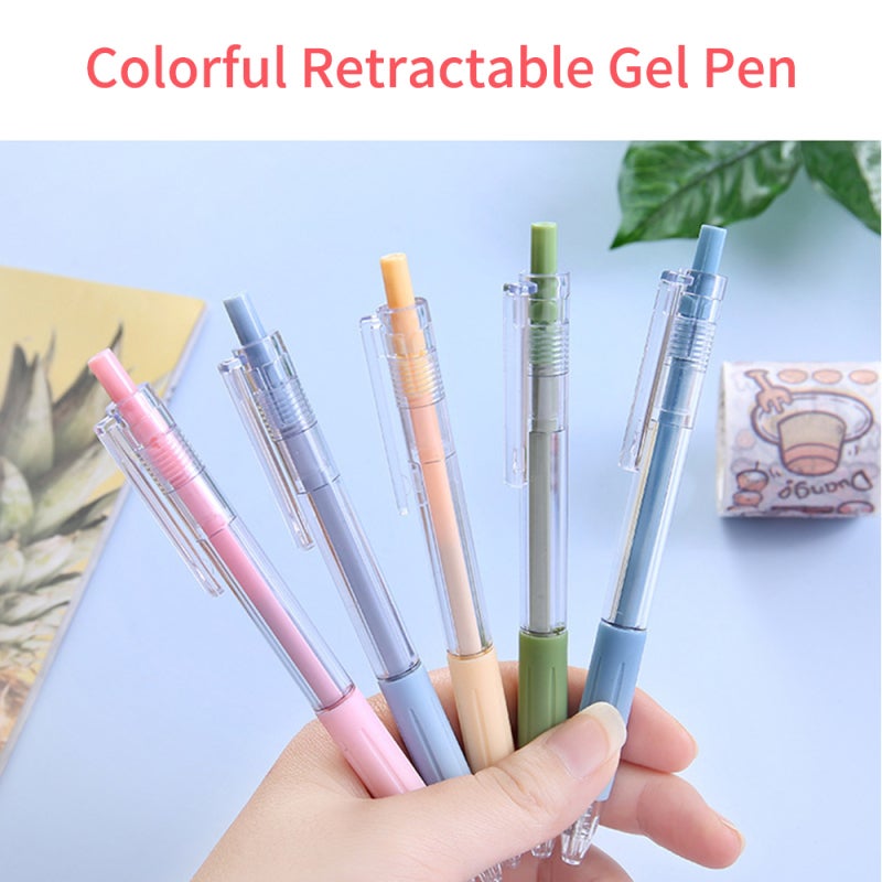 Retractable Gel Pen 0.5mm Black Ink Refill Quick Drying Smooth Writing Pens - Ergonomic Comfort Grip Pen Set with Replaceable Ink for Students Teacher Office - Image 3