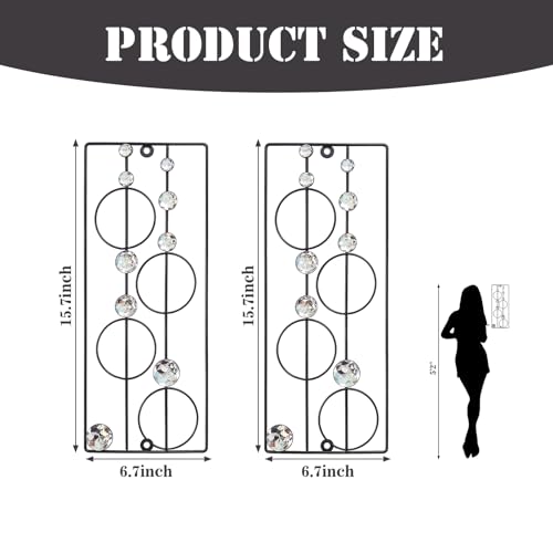 ZEXUIRU 2 Pack Bling Abstract Metal Wall Art Minimalist Line Jeweled Crystal Wall Decor Modern Geometric Rhinestone Hanging Wall Sculpture for Living Room Bedroom Bathroom Office - Image 2