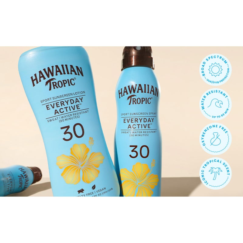 Hawaiian Tropic Everyday Active Clear Spray Sunscreen SPF 30| Hawaiian Tropic Sunscreen Spray SPF 30, Sunblock, Oxybenzone Free, 6oz each Twin Pack - Image 2