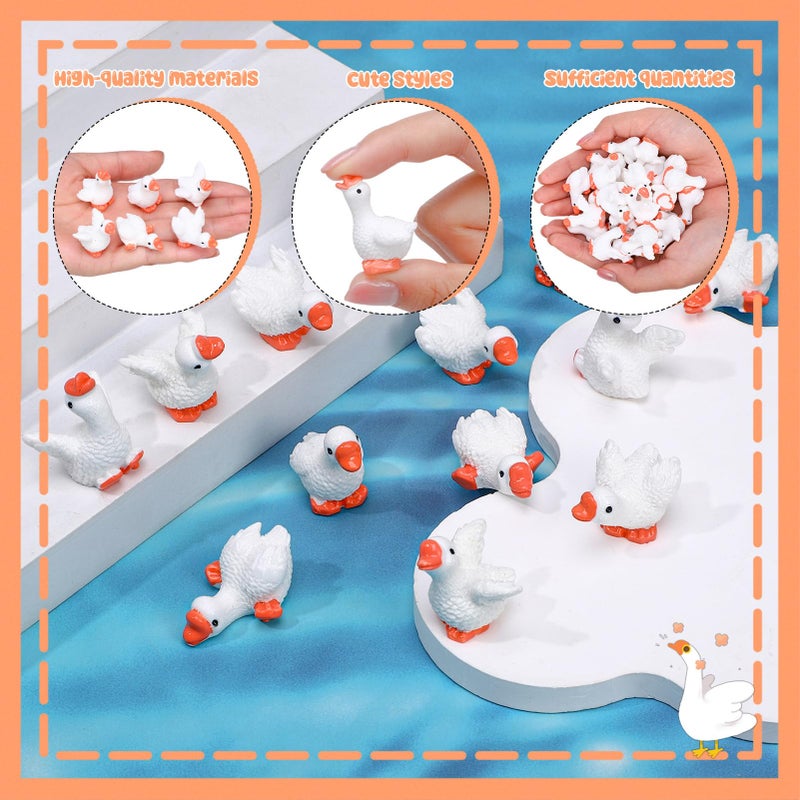 GGSTDDUP 30pcs Mini Resin Goose Figurines, Tiny Desk White Goose Statue, Miniature Porch Goose Figures for Dollhouse Fairy Garden Aquarium Office Table Decor (6 Styles) - Image 3