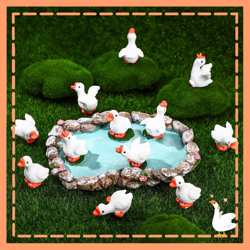 GGSTDDUP 30pcs Mini Resin Goose Figurines, Tiny Desk White Goose Statue, Miniature Porch Goose Figures for Dollhouse Fairy Garden Aquarium Office Table Decor (6 Styles) - Image 5
