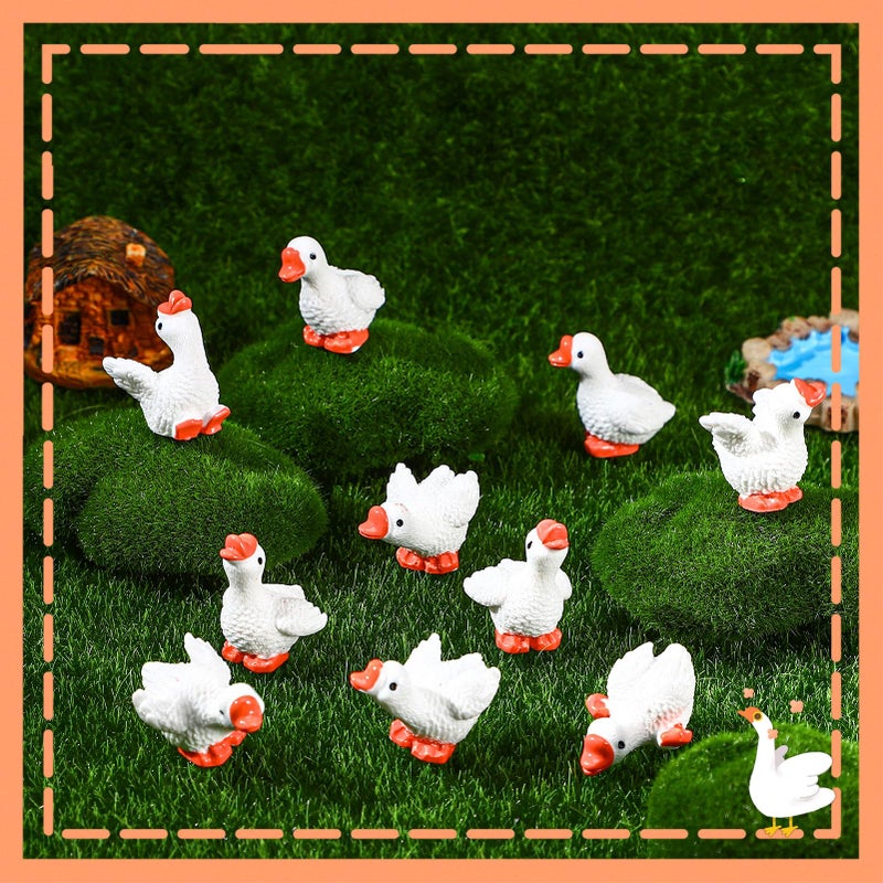 GGSTDDUP 30pcs Mini Resin Goose Figurines, Tiny Desk White Goose Statue, Miniature Porch Goose Figures for Dollhouse Fairy Garden Aquarium Office Table Decor (6 Styles) - Image 4