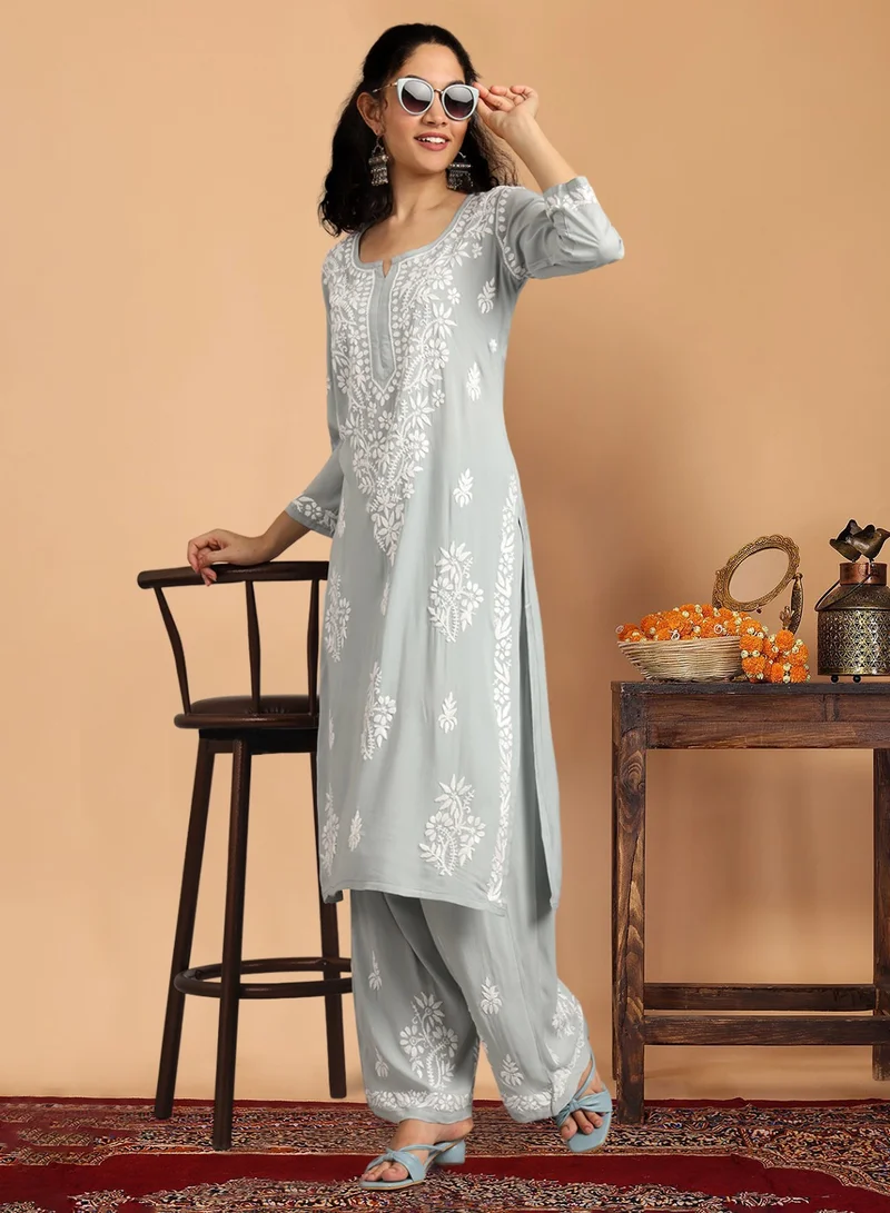 الايا طقم كورتا موديل شيكانكاري مطرز يدويًا للنساء-AL3600X