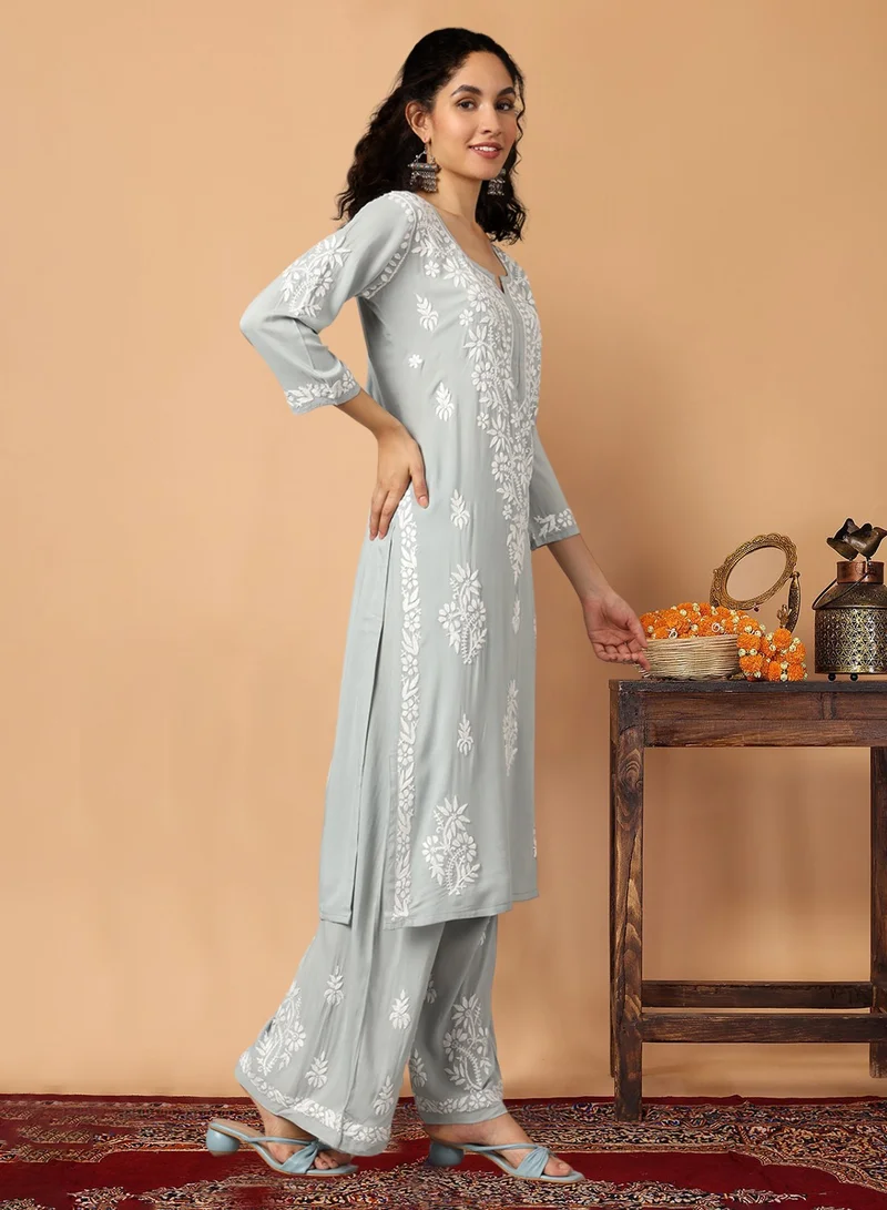 الايا طقم كورتا موديل شيكانكاري مطرز يدويًا للنساء-AL3600X