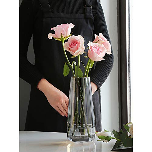 FANTESTICRYAN Modern Glass Vase Irised Crystal Clear Glass Vase for Home Office Decor (Crystal Grey) - Image 5