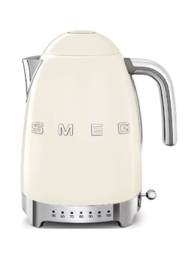 سميج Smeg KLF04CRUK Kettle, LED Display, 360 Swivel Base, 7 Temperature Settings, Water Level Indicator, Anti-Slip Feet, Soft-Open Lid,1.7 Litre, Cream - Image 1