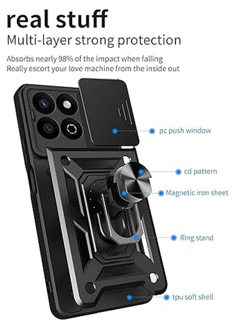 Case Compatible with Honor X7c / Honor 200 Smart, with Slide Camera Lens and Ring Bracket, Seismic and Anti Fall Cover with Honor X7c / Honor 200 Smart - Image 3