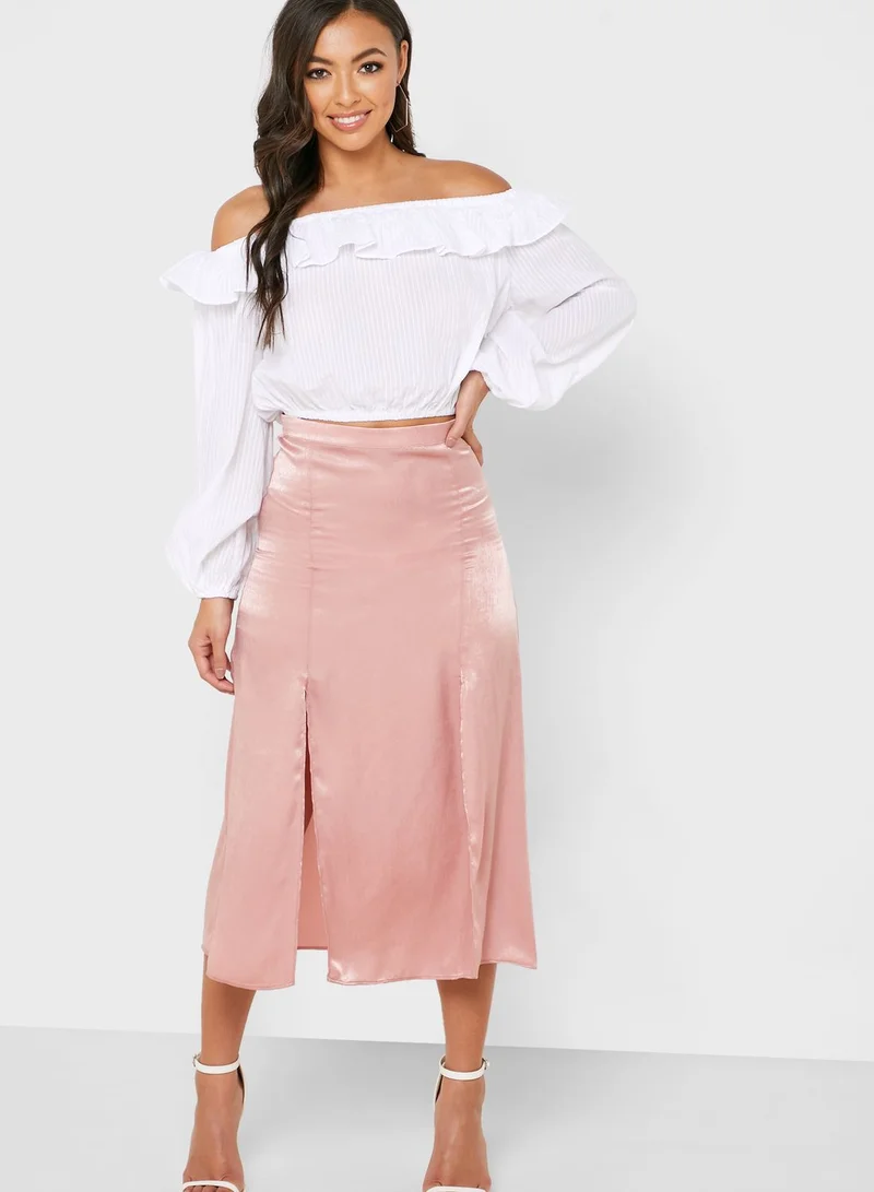 Topshop Petite Front M-Split Skirt