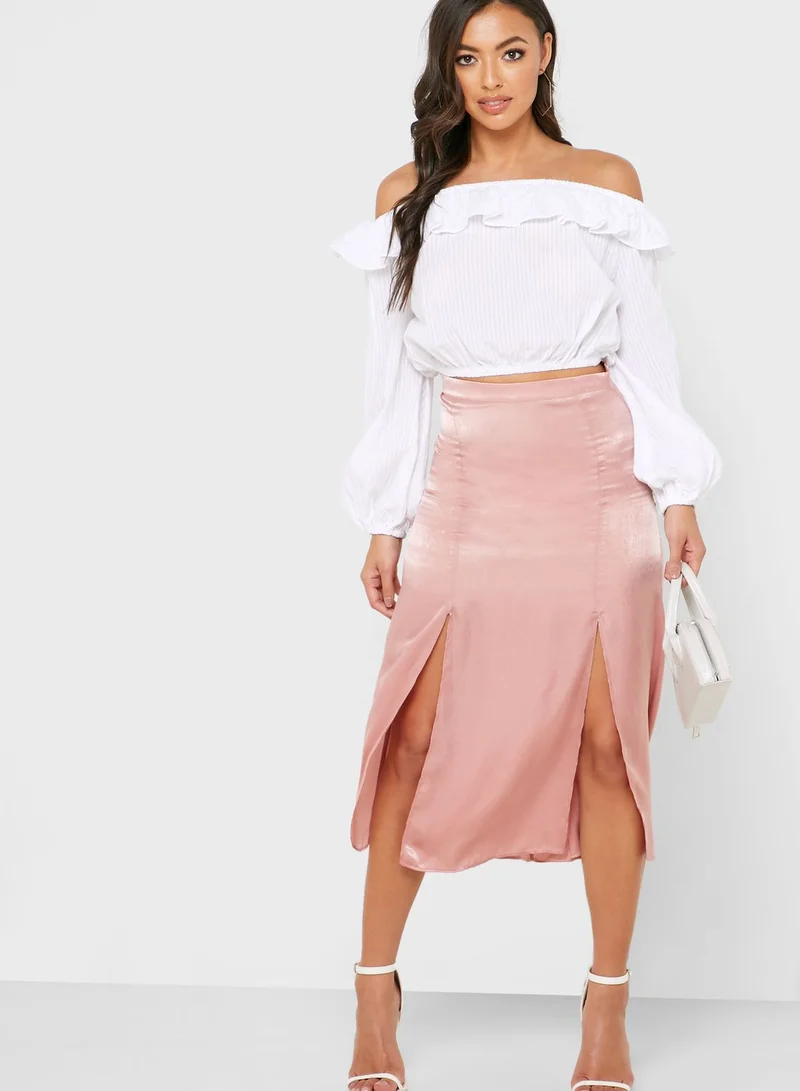 Topshop Petite Front M-Split Skirt