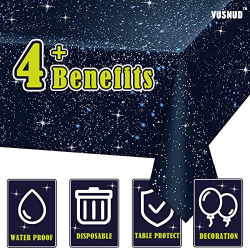 Vusnud 3 Packs - Space Tablecloth, Galaxy Themed Plastic Table Cover, Disposable Plastic Star Party Table Cover, 54’’ x 108’’, Fit for 8 Ft Table, for Home Decoration - Image 4