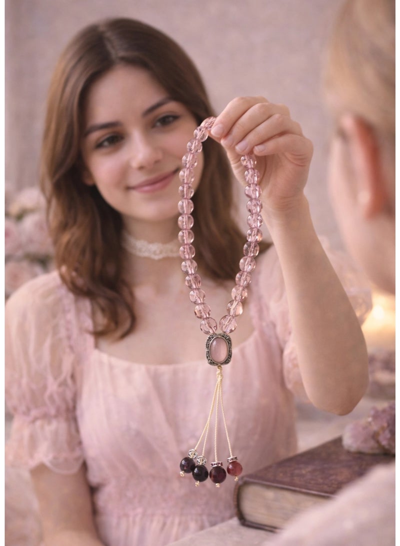 XIANGYA Pink Tasbih Prayer Beads 33 Beads Elegant Misbaha for Women Islamic Dhikr Bracelet Ramadan Eid Gift Muslim Accessories - Image 2