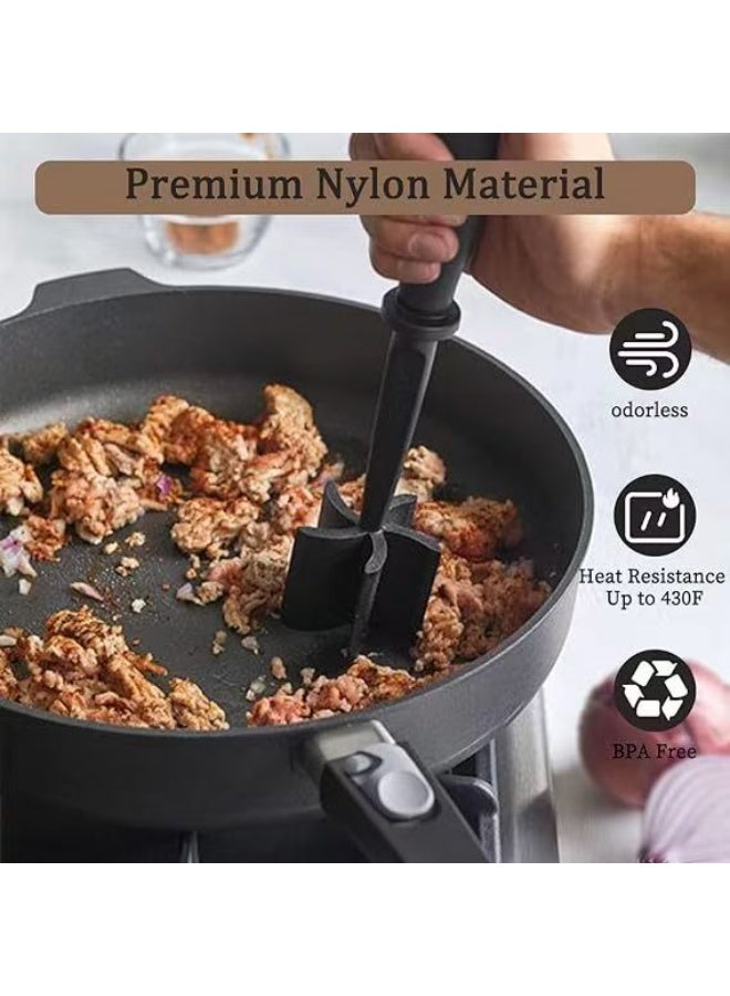 هومستر مُقطّم لحم الهمبرجر - أداة تحضير اللحم المفروم المقاومة للحرارة، مع شوكة لحوم، مناسبة للحم البقري والدجاج الرومي - Image 2