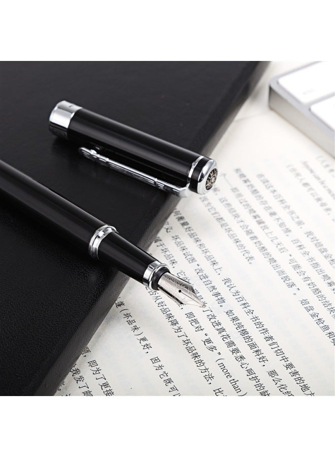 Pimio Fountain Pen, Signature Pen, Business Office Gift, Adult Male And Female Graduation Gift, Student Calligraphy Ink Pen, Gentleman Series 902, Bright Black With Silver Clip - Image 3
