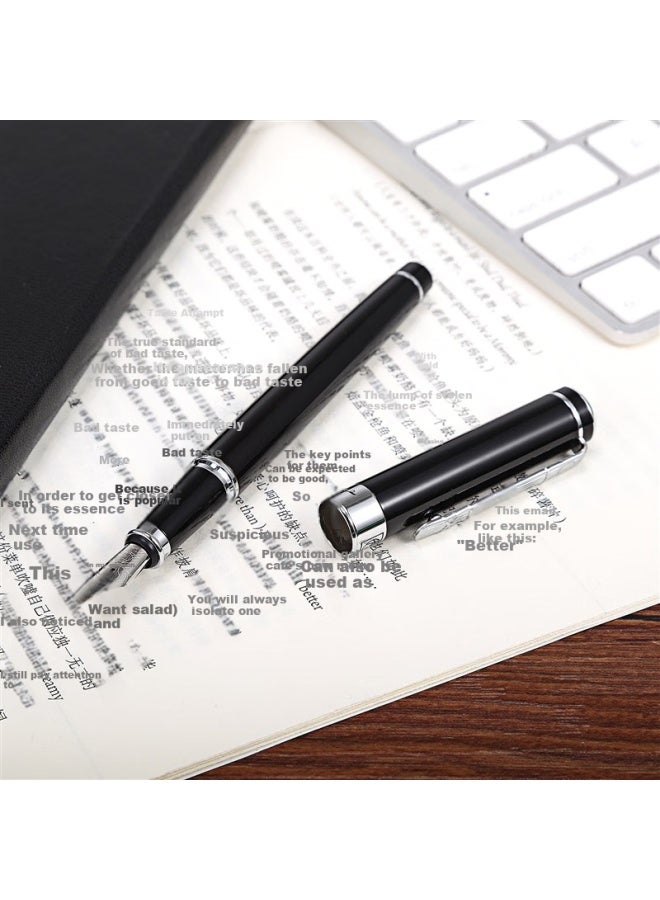 Pimio Fountain Pen, Signature Pen, Business Office Gift, Adult Male And Female Graduation Gift, Student Calligraphy Ink Pen, Gentleman Series 902, Bright Black With Silver Clip - Image 2