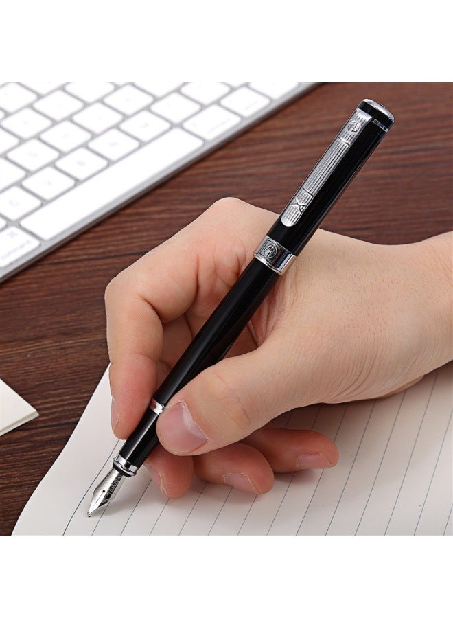 Pimio Fountain Pen, Signature Pen, Business Office Gift, Adult Male And Female Graduation Gift, Student Calligraphy Ink Pen, Gentleman Series 902, Bright Black With Silver Clip - Image 4