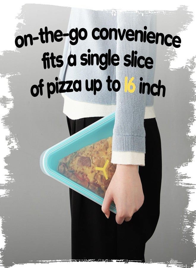 KEVJES 2-Pack Reusable Silicone Leftover Pizza Slice Storage Container with Air-tight Lids-BPA Free,Fits Single Slice up to 16”,Save Space,Refrigerator organizer (Blueberry) - Image 4