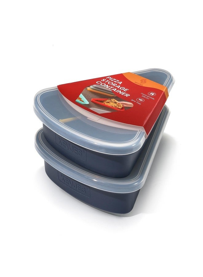 KEVJES 2-Pack Reusable Silicone Leftover Pizza Slice Storage Container with Air-tight Lids-BPA Free,Fits Single Slice up to 16”,Save Space,Refrigerator organizer (Blueberry) - Image 1