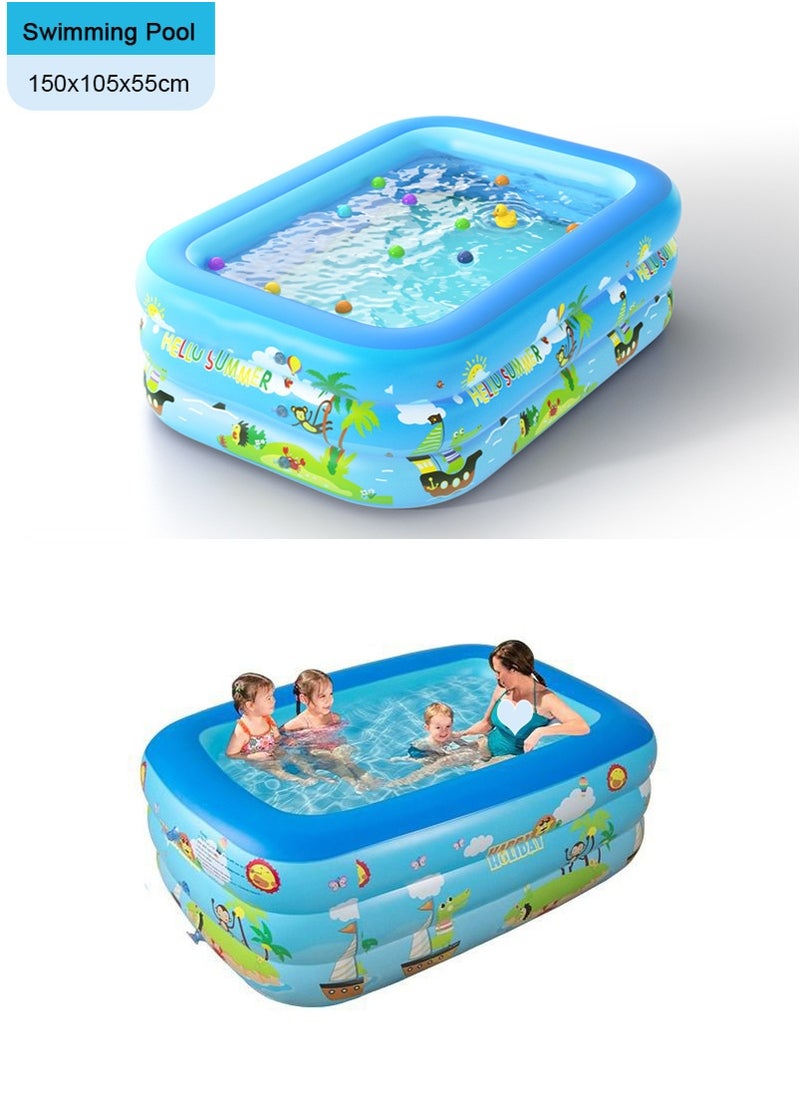 TAPIT 150x105x55CM Ocean World Children's Inflatable Pool Family Cartoon Swimming Pool Family Swimming Pool Fishing Ball Pool  - Image 1