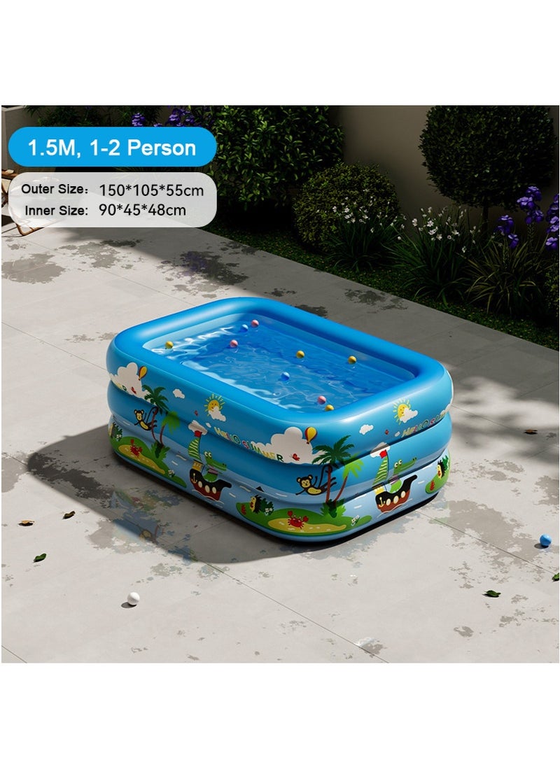 TAPIT 150x105x55CM Ocean World Children's Inflatable Pool Family Cartoon Swimming Pool Family Swimming Pool Fishing Ball Pool  - Image 2