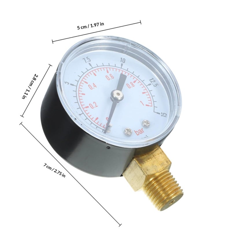 Cabilock Psi Mini Air Compressor Pressure Gauge Dial Double Scale Bar Psi Npt Thread Metal Case Compact Portable Low Pressure Measurement - Image 2