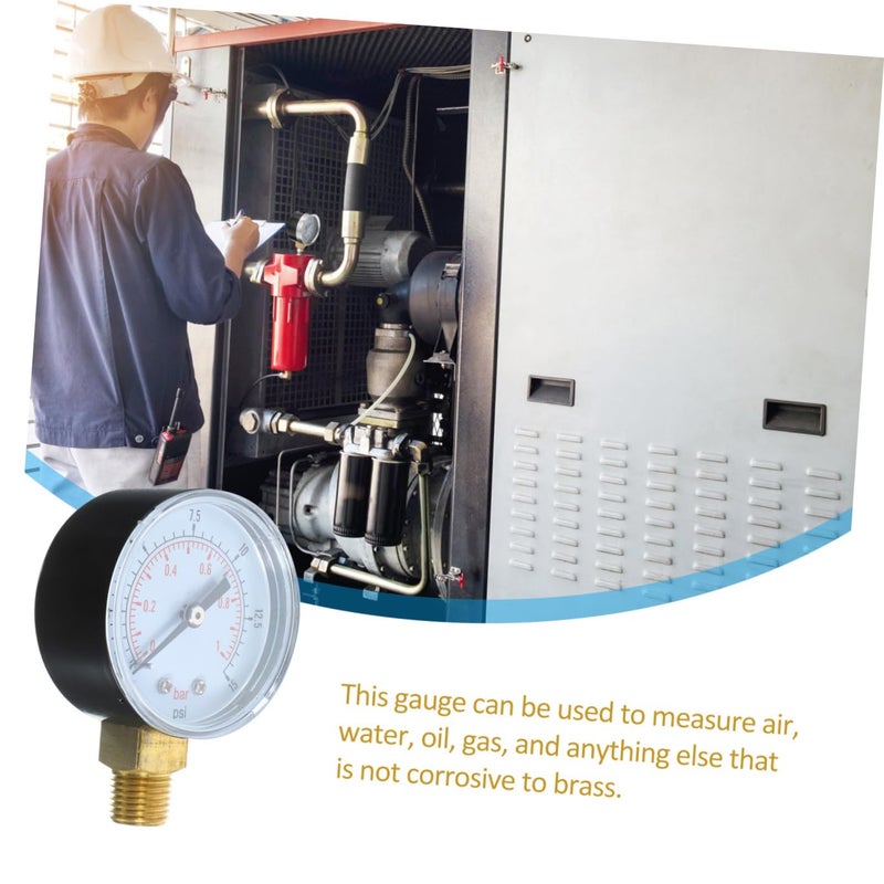 Cabilock Psi Mini Air Compressor Pressure Gauge Dial Double Scale Bar Psi Npt Thread Metal Case Compact Portable Low Pressure Measurement - Image 3