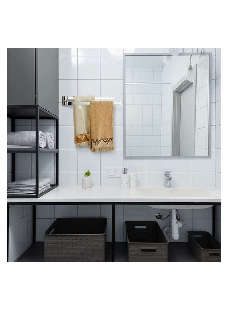 Swivel Towel Rack, Bathroom Wall Mounted Bars Holder with 2 Bars, 180° Rotation Organizer for Kitchen, Stainless Steel Bar(Chrome) - Image 5