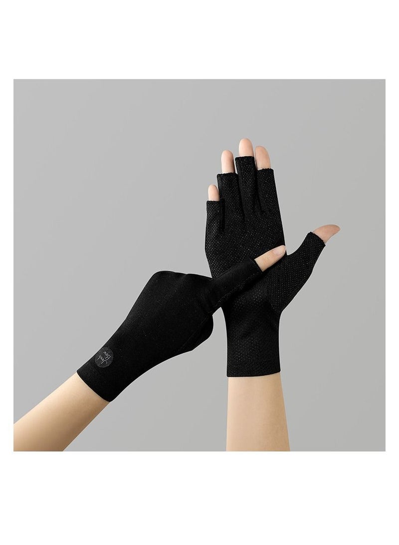 قفازات القيادة النسائية UPF50 + قفازات الحماية من أشعة الشمس قفازات قطنية رقيقة قفازات شاشة تعمل باللمس قفازات ركوب خارجية سوداء