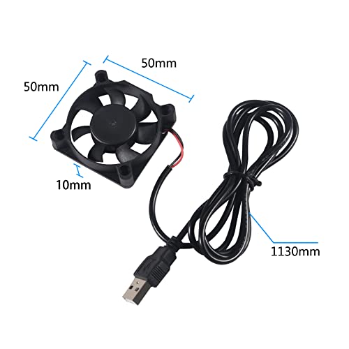 AITIAO 6Pcs 50mm USB Brushless Cooling Fan 50mm x10mm DC 5V Quiet Cooling Fan 5010 Mini Computer Fan for Small Appliances Series Replacement(5010 5V) - Image 3