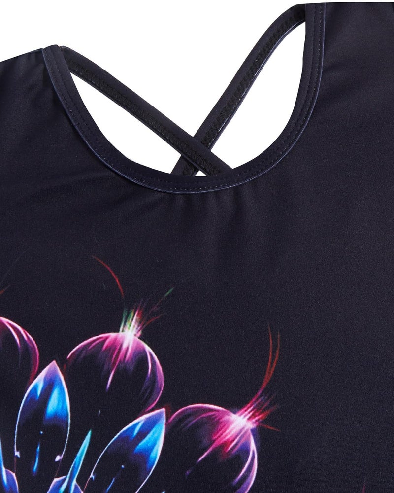 JiAmy Girls Gymnastics Leotards Cross back 3 Piece Unitards Glitter Ballet Dance Biketards Activewear for Kids 8-9 Years - Image 5