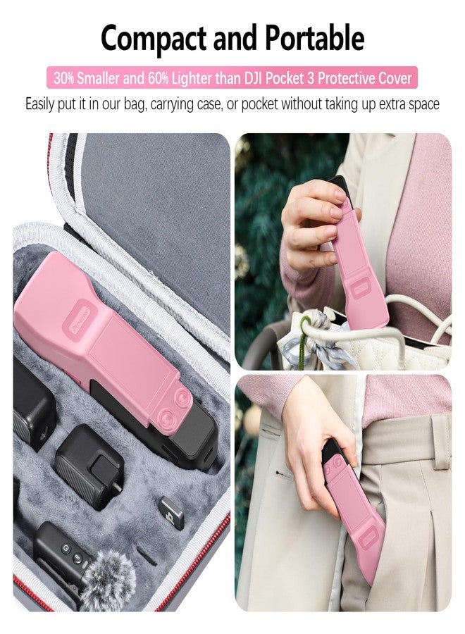 Amazear Gimbal Lens Protective Cover for DJI Osmo Pocket 3 Accessories,DJI Pocket3 Camera Cap Screen Lens Guard Soft Inner Hard Case, Quick Open/Close with Compact Design（pink） - Image 3