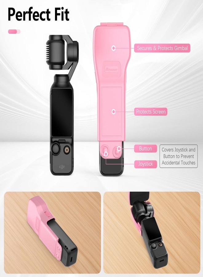 Amazear Gimbal Lens Protective Cover for DJI Osmo Pocket 3 Accessories,DJI Pocket3 Camera Cap Screen Lens Guard Soft Inner Hard Case, Quick Open/Close with Compact Design（pink） - Image 2