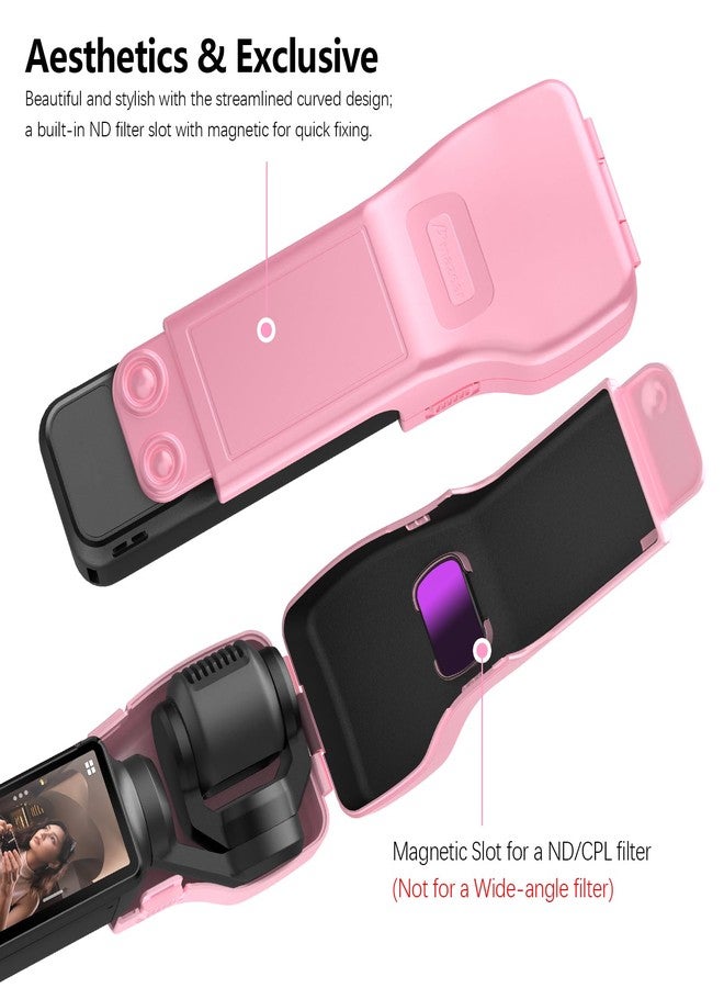 Amazear Gimbal Lens Protective Cover for DJI Osmo Pocket 3 Accessories,DJI Pocket3 Camera Cap Screen Lens Guard Soft Inner Hard Case, Quick Open/Close with Compact Design（pink） - Image 5