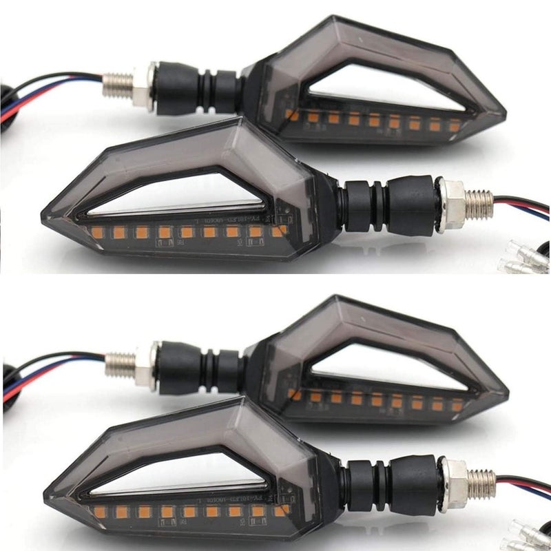 DHANVINE Front & Rear Side D Shape Yellow & Blue Motorcycle Bike Indicator Lights Led Bulb Turn Signal Bilnkers Light Set of 4 For Bajaj Platina 100 - Image 1