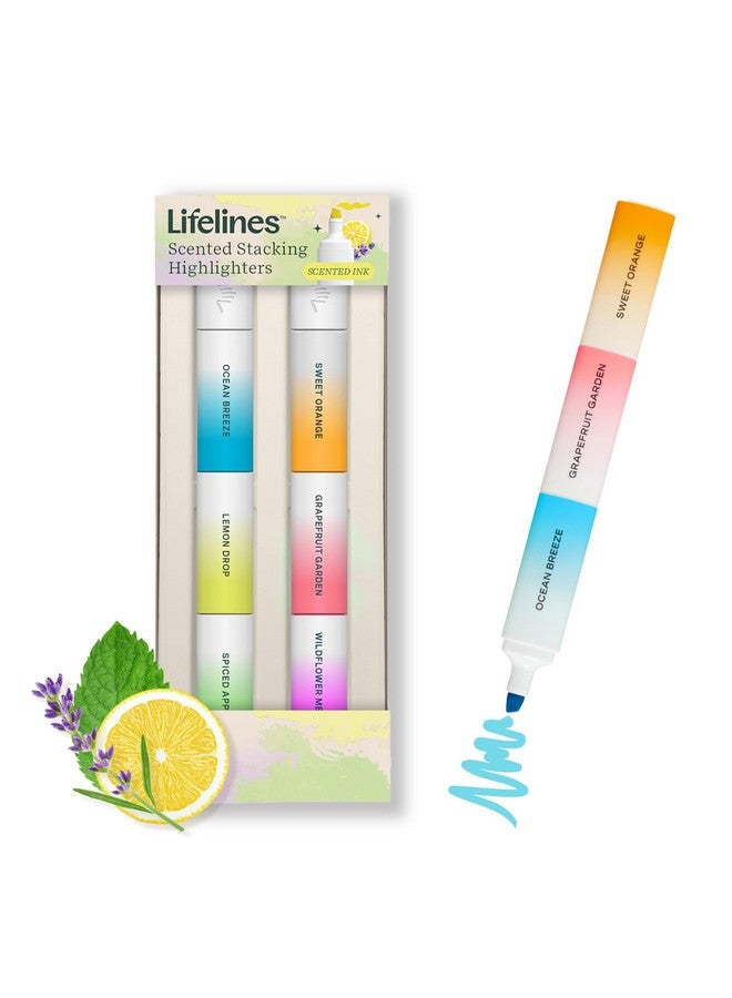 لايف لاينز أقلام تمييز قابلة للتكديس معطرة، عبوة من قطعتين - أقلام تمييز بألوان متنوعة مشبعة بمزيج من الزيوت العطرية - أقلام تمييز قابلة للتكديس والمزج والمطابقة بألوان متعددة - لوازم مدرسية ومكتبية - Image 1