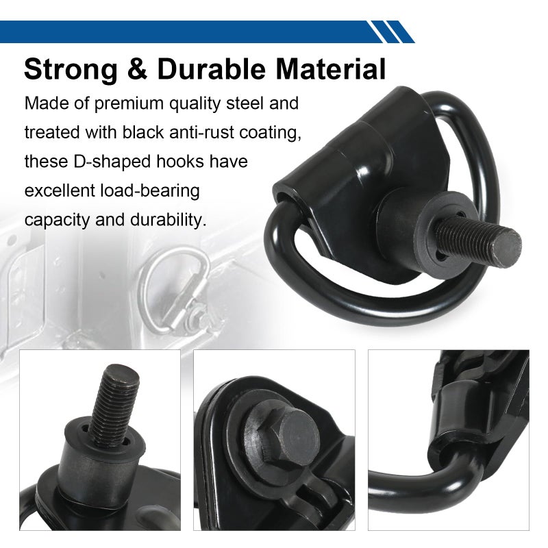 RALZAOTO Cargo D-Hooks Powder Coated Steel Compatible with 2015-2024 Ford Transit 150 250 350 Cargo Vans Tie Down Hook 6Pcs Replace BK21V550A74AD, V550A74-AD - Image 4