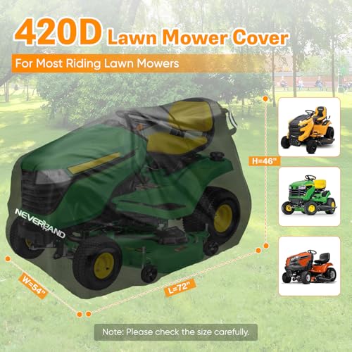 NEVERLAND Riding Lawn Mower Cover Lawn Tractor Cover with Drawstring Storage Bag Fits 42 to 54 Decks 420D Polyester Oxford Reflective Handles - Image 3