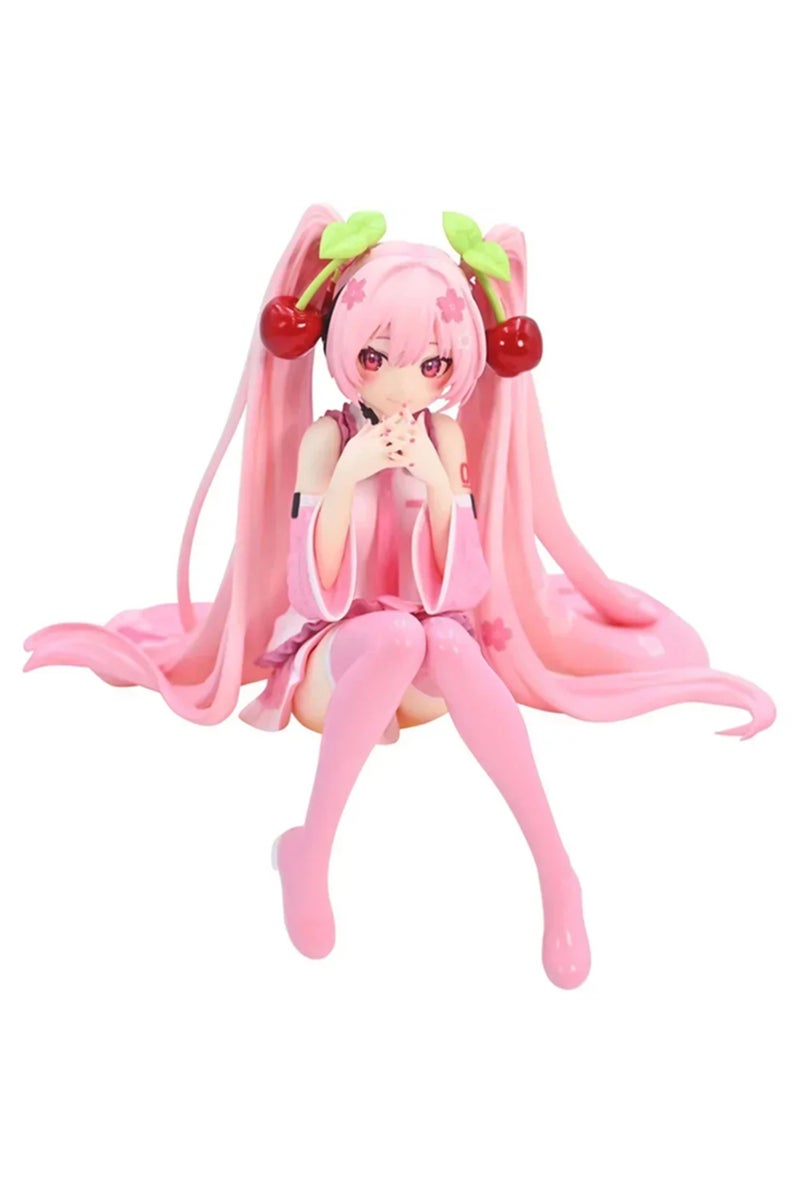 No Box New Hatsune Miku Anime Figure Toys Pink Cherry Dress MIKU Kawaii Cartoon PVC Action Figurine