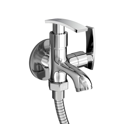 Plantex Two Way Tap for Washing Machine with Water Saving Aerator/2 in 1 Bibcock Water Tap for Bathroom with Brass Spindle and Wall Flange/Bathroom Tap-(SMR-1265-Chrome) - Image 1