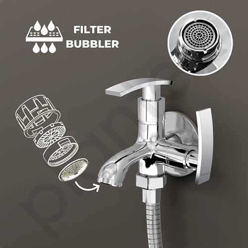Plantex Two Way Tap for Washing Machine with Water Saving Aerator/2 in 1 Bibcock Water Tap for Bathroom with Brass Spindle and Wall Flange/Bathroom Tap-(SMR-1265-Chrome) - Image 4