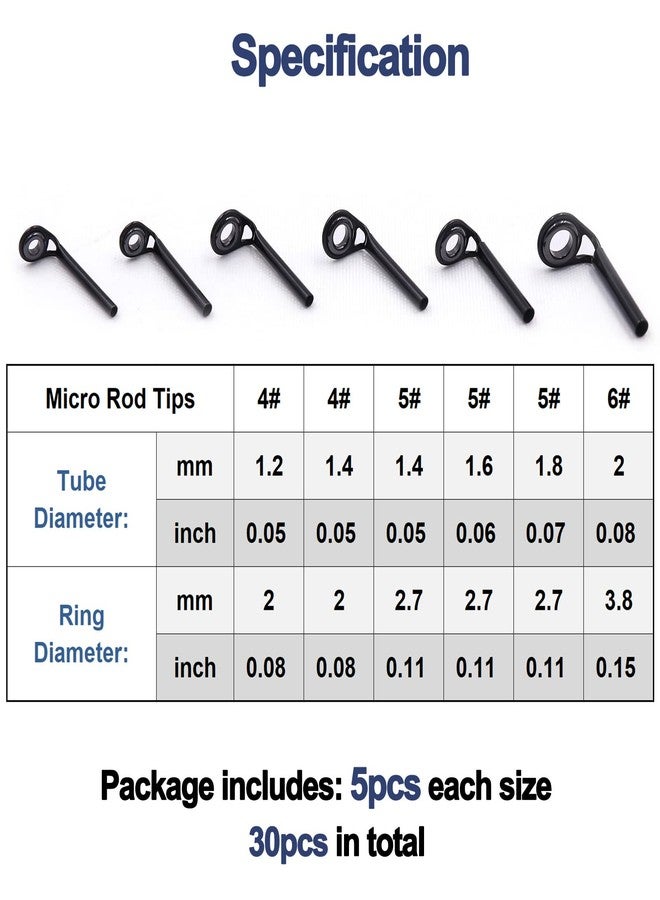 FishTrip Micro Rod Tips Repair Kit - 30pcs Baitcasting Rods Fishing Rod Tip Guides Replacement Kit Ceramic Micro Eyes Rings Saltwater Freshwater - Image 2