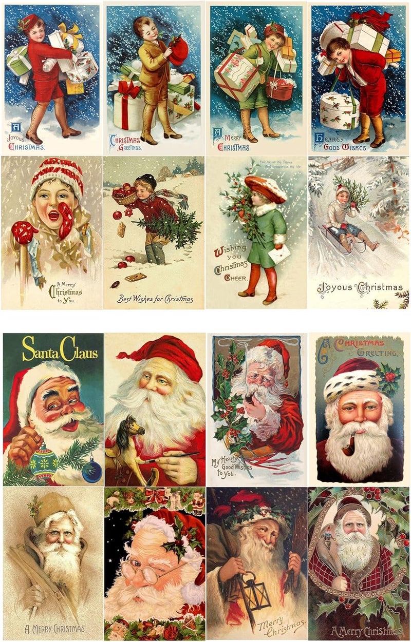 Flonz Decoupage Paper Pack (10sheets A4 / 8"x12") Vintage Christmas Santa Kids with Gifts Vintage Ephemera - Image 1