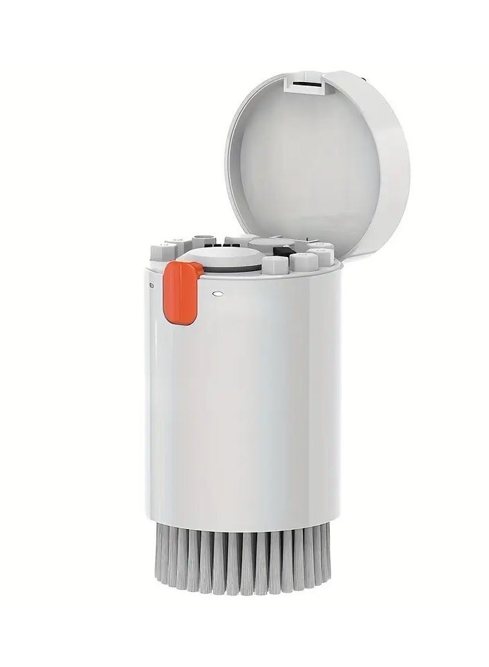 تشاين مجموعة تنظيف الألكترونيات 20*1, مجموعة متنوعة لتنظيف الإيربودز والكيبورد والجوال والسماعات والكثير , فرشات تنظيف بأحجام مختلفة وأدوات رفع وأداة بخاخ منظف ودبوس والكثير داخل علبة دائرية بزر إغلاق 8.9 * 5.7 سم أبيض - Image 1