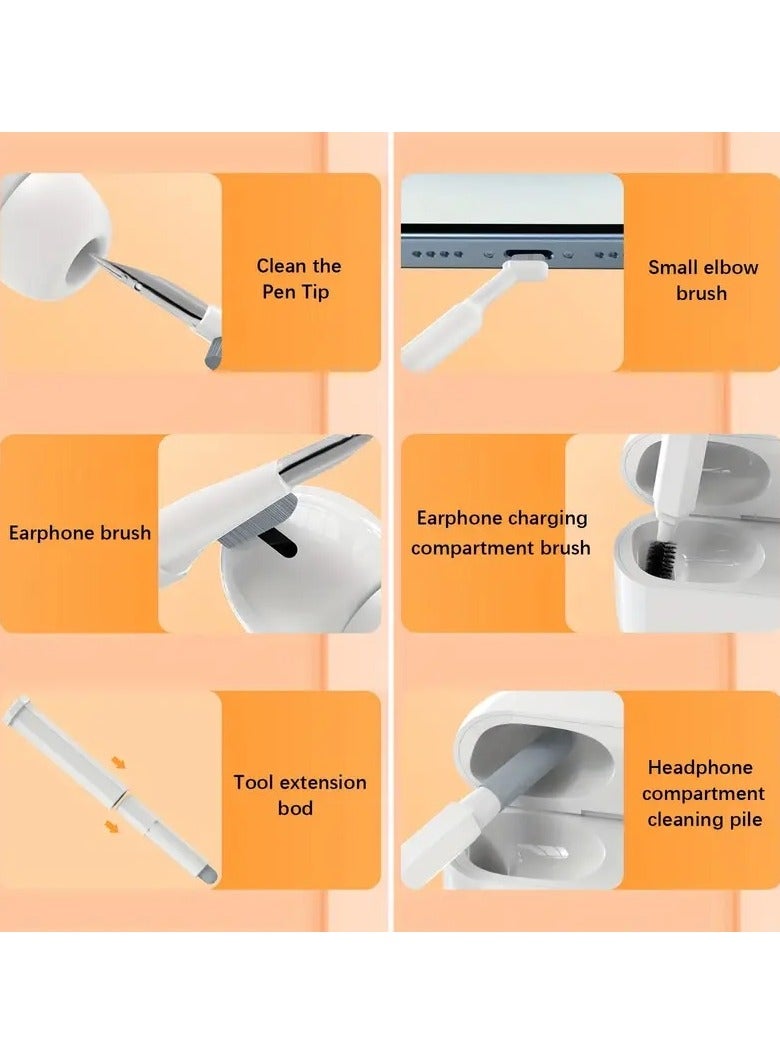 تشاين مجموعة تنظيف الألكترونيات 20*1, مجموعة متنوعة لتنظيف الإيربودز والكيبورد والجوال والسماعات والكثير , فرشات تنظيف بأحجام مختلفة وأدوات رفع وأداة بخاخ منظف ودبوس والكثير داخل علبة دائرية بزر إغلاق 8.9 * 5.7 سم أبيض - Image 5