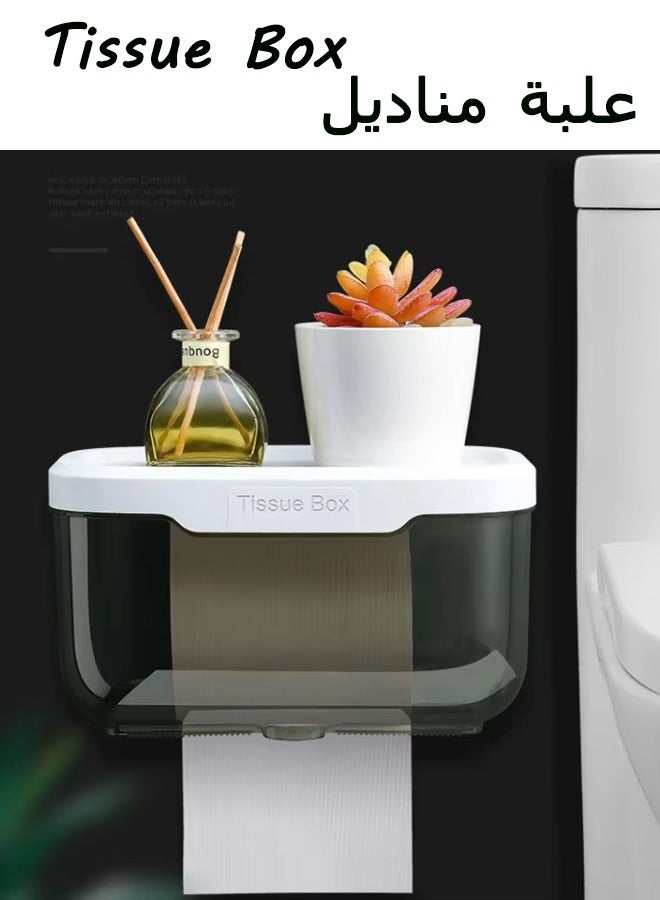 Punch-Free Wall-Mounted Tissue Box,Transparent Waterproof Tissue Box, Toilet Paper Holder, Tissue Holder, Drying Tissue Holder, Acrylic Transparent Tissue Inverted Box, Hanging Tissue Box for Bedroom, Bitchen and Office Storage, Storage Rack - Image 1